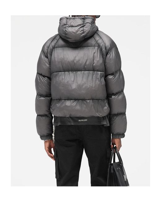 Represent Gray Hooded Down Jacket for men