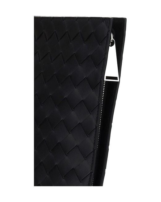 Bottega Veneta Blue Intrecciato Half Zip Pouch for men