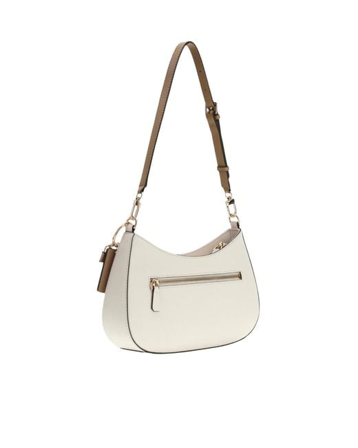 Guess White Noelle Saffiano Shoulder Bag