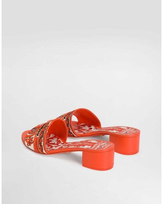 Dolce & Gabbana Maiolica Embroidered Almond-Toe Sandals