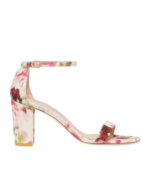 Stuart Weitzman Pink 70Mm Nearly Floral-Print Jacquard Sandals