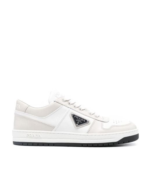 Prada White Downtown Lace-Up Sneakers