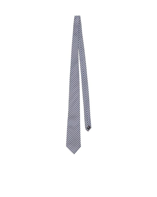 Acne White Striped-Pattern Silk Tie for men