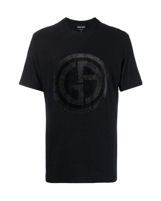 Giorgio Armani Black Flocked T-Shirt for men