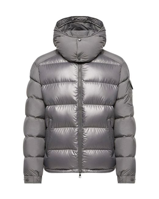 Moncler Gray Maya Hooded Cropped Down Jacket for men