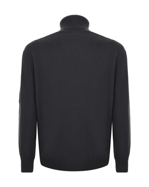 C P Company Blue Ribbed Turtleneck Knitwear for men
