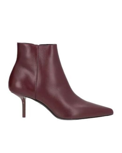 Max Mara Purple Pointed-Toe Leather Ankle Boots