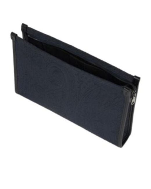 Etro Blue Large Nylon Jacquard Pouch for men