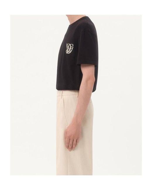 Valentino Black Logo Embroidered Crewneck T-Shirt for men