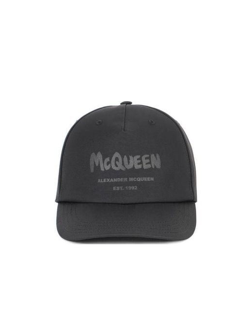 McQueen Black Logo Printed Baseball Cap for men