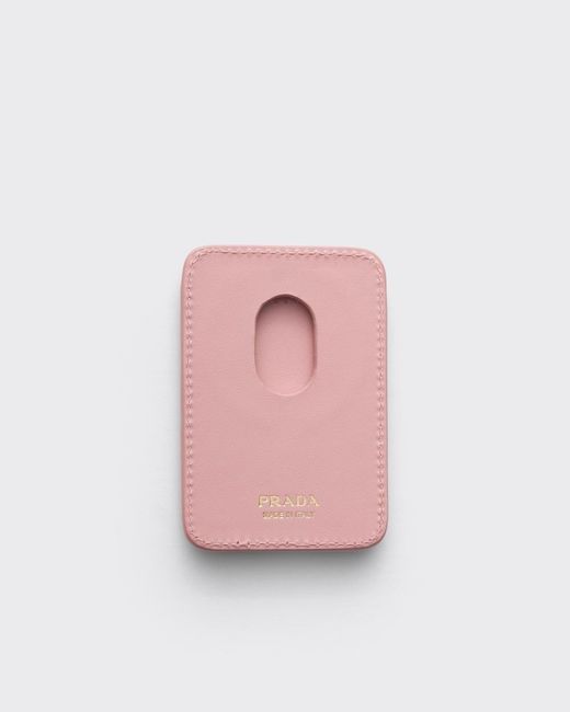 Prada Pink Saffiano-Leather Card Holder