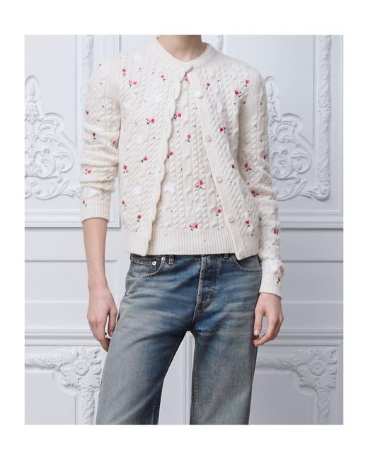 Dior White Amour Embroidered Cardigan