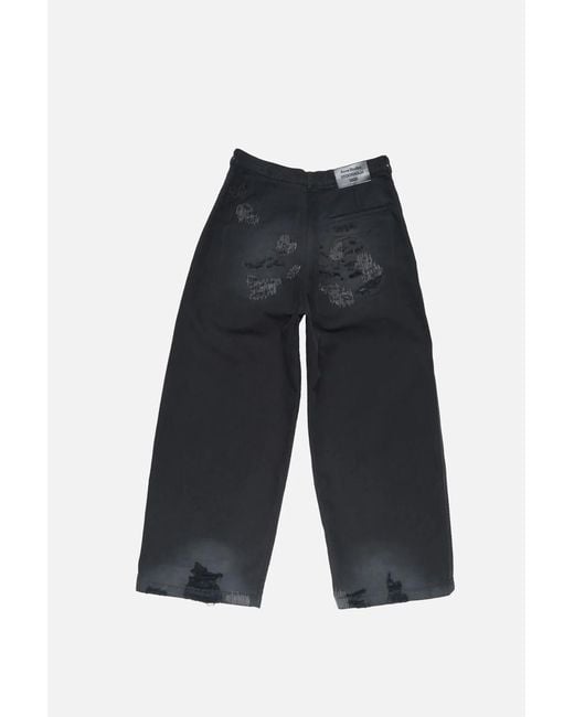 Acne Blue Mended Distressed Trousers for men