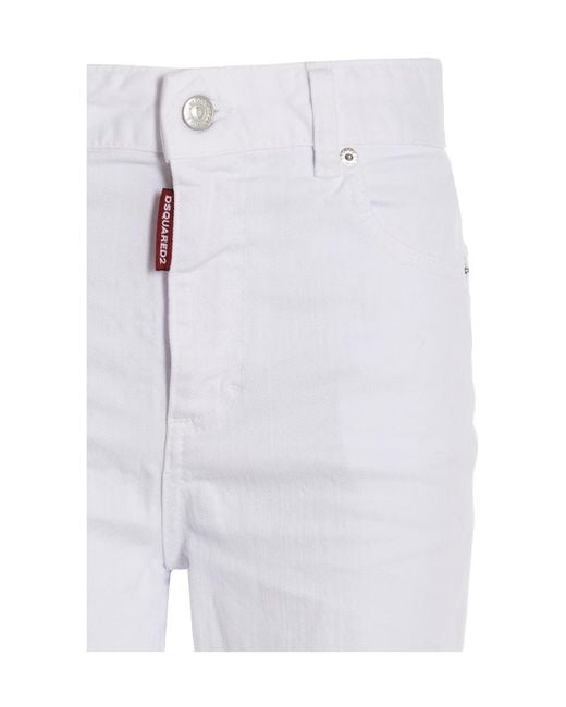 DSquared² White 'Super Flared Cropped' Jeans