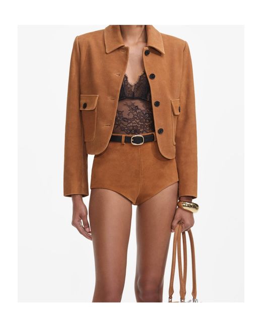 Self-Portrait Brown Suede Jacket