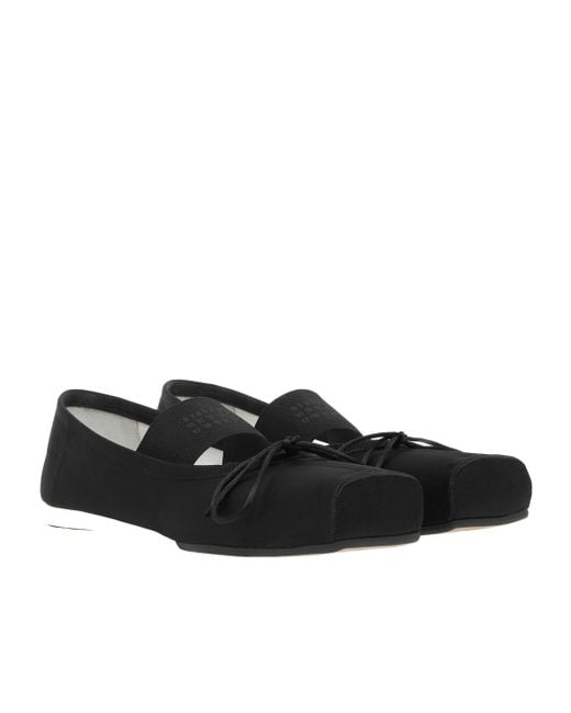 MM6 by Maison Margiela Black Anatomic Numbers-Motif Square-Toe Ballerina Shoes