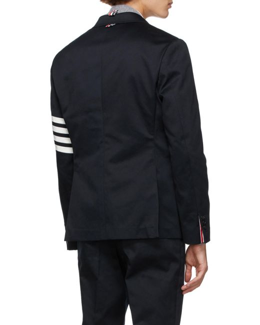 Thom Browne Blue Unconstructed 4-Bar Single-Breasted Blazer for men
