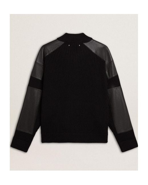 Golden Goose Deluxe Brand Black Panelled Zipped Cardigan for men