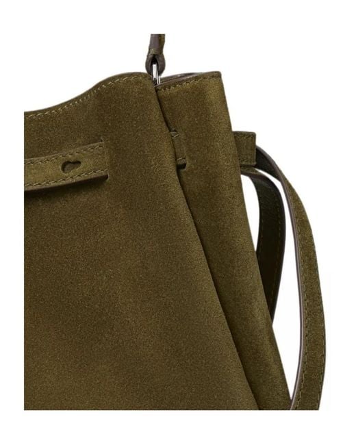 Tory Burch Green Romy Suede Bucket Bag