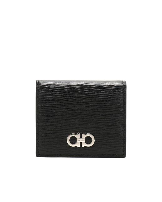 Ferragamo Black Logo-Plaque Leather Cardholder