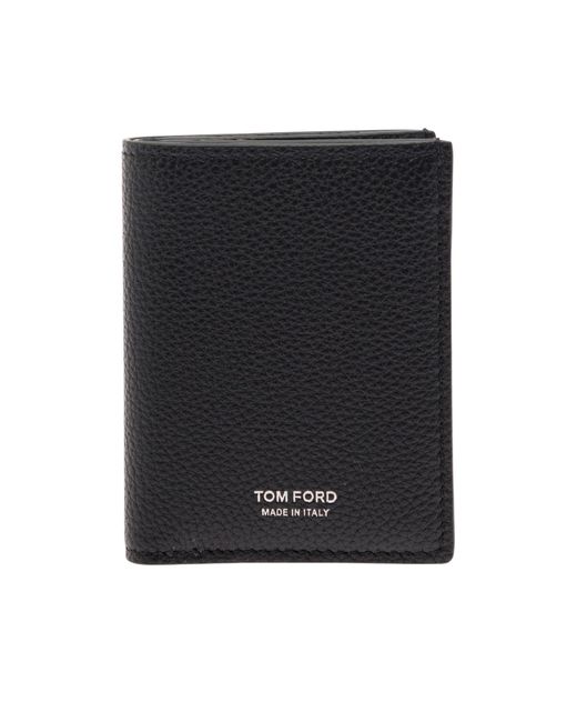 Tom Ford Black Logo Printed Bi-Fold Wallet for men