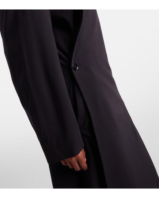 Lemaire Black Wool Crêpe Wrap Coat