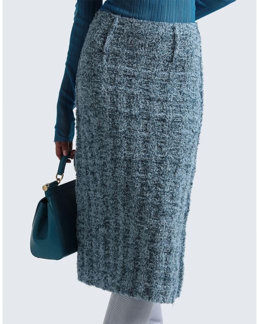 Maison Margiela Blue Colorful Knit Midi Skirt