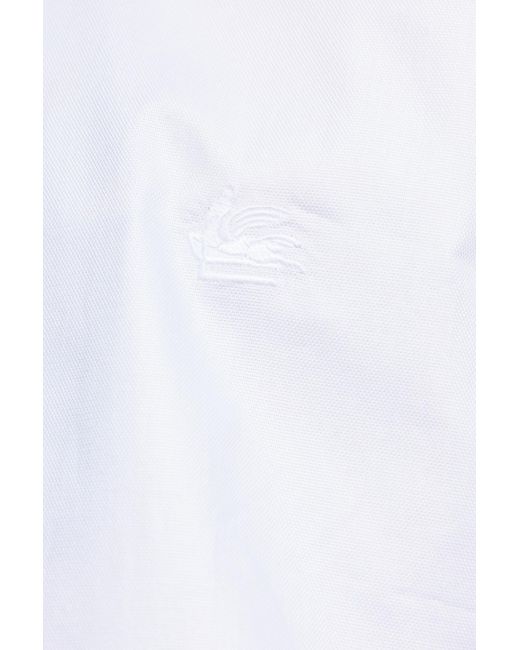 Etro White Logo Embroidered Long-Sleeved Shirt for men