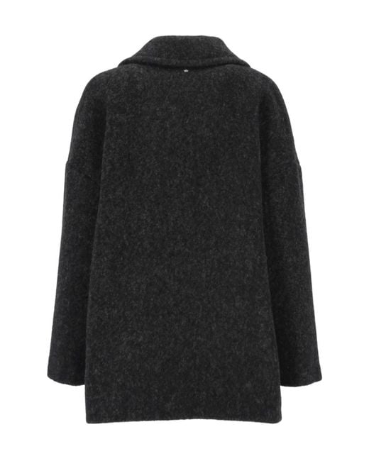 Lorena Antoniazzi Black Brushed Notched-Lapel Coat