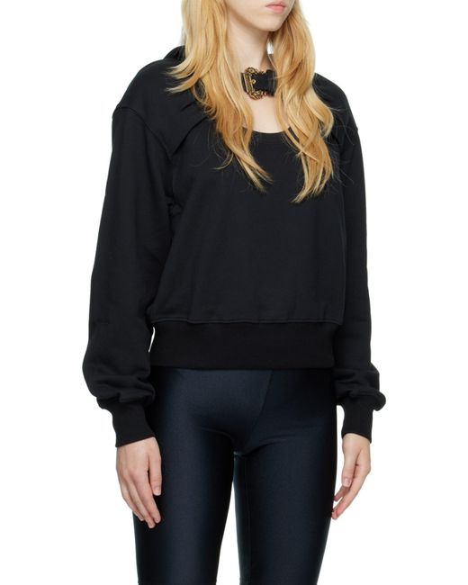 Versace Jeans Black Buckle-Detail Cut-Out Hoodie