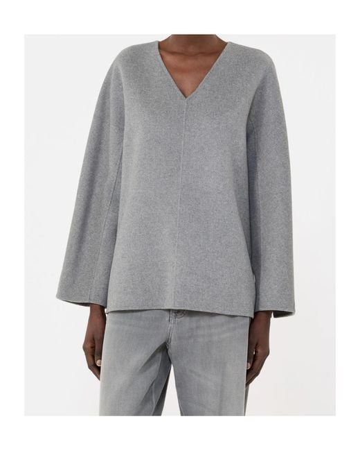 Max Mara Gray 'S V-Neck Long-Sleeved Blouse