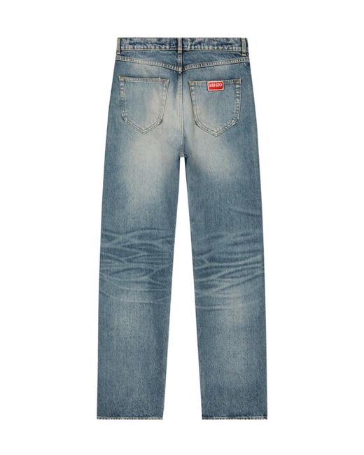 KENZO Blue Asagao Straight-Leg Jeans for men