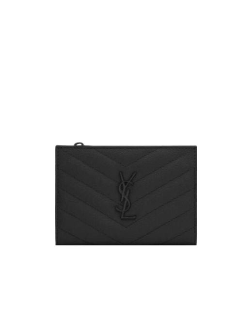Saint Laurent Black Monogram Fragments Zipped Cardholder
