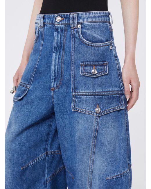 Sportmax Blue Violino Wide-Leg Cargo Jeans