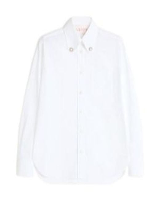 Valentino White Embellished Button-Up Shirt
