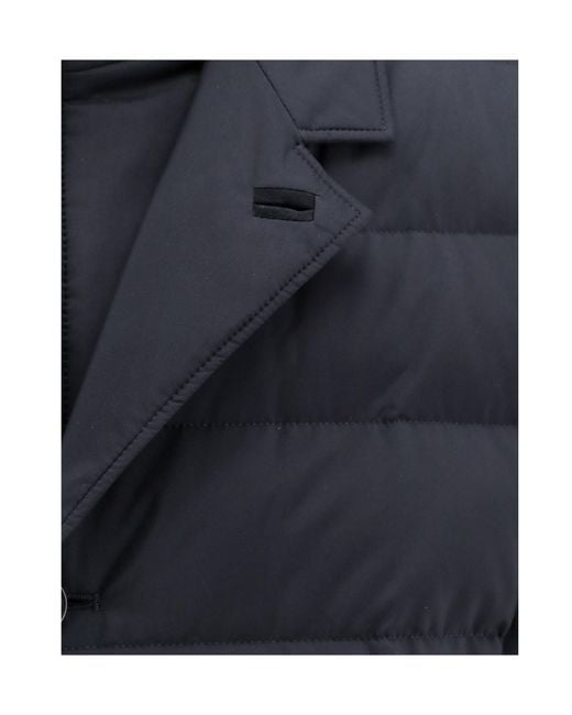 Loro Piana Blue Nama Buttoned Quilted Jacket for men