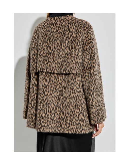 Emporio Armani Brown Leopard-Printed Double-Breasted Coat