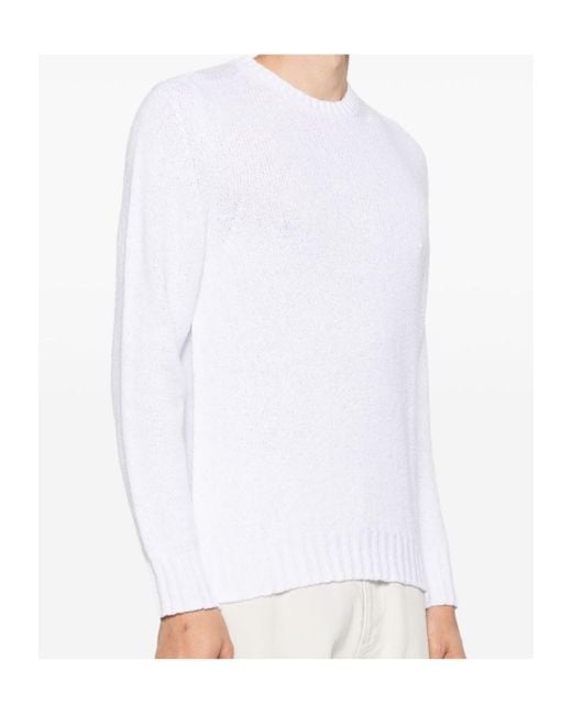 Drumohr White Cotton Sweater for men