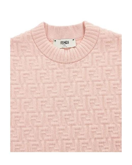 Fendi Pink All-Over Ff Motif Embossed Pullover