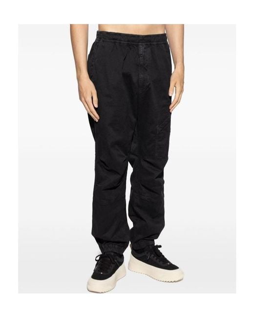 Stone Island Black Elastic-Waist Casual Trousers for men