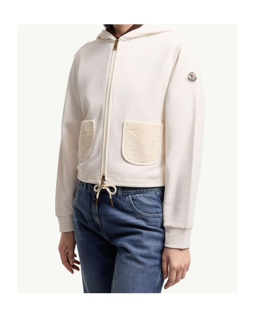 Moncler White Cotton Blend Zip-Up Sweatshirt