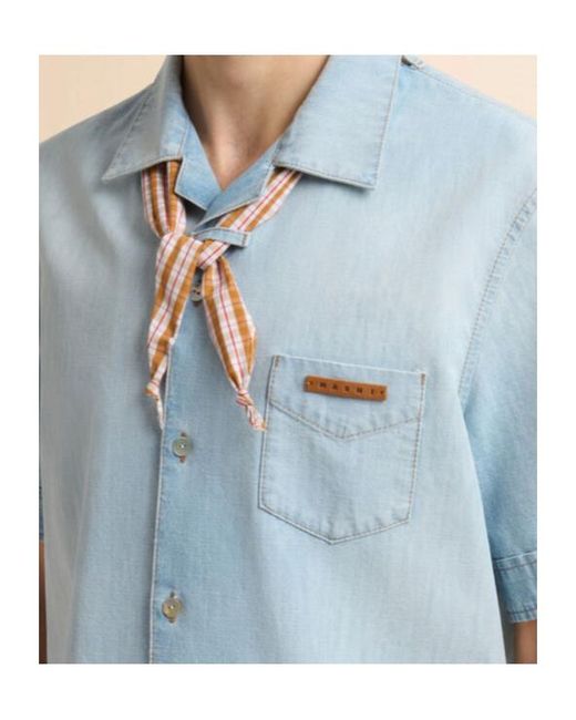 Marni Blue Short-Sleeve Chambray Shirt for men