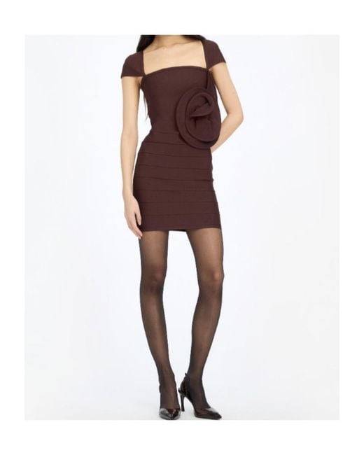 ROTATE BIRGER CHRISTENSEN Purple Rose Cap-Sleeve Mini Dress Dark
