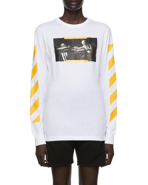 Off-White c/o Virgil Abloh White Caravaggio Painting Printed Crewneck T-Shirt for men