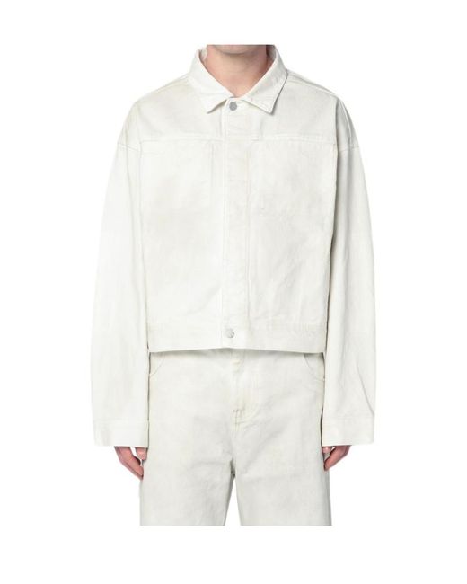 Entire studios White Pointed Collar Denim Jacket for men