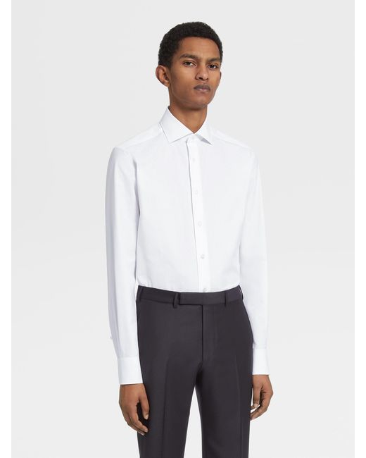 Zegna White Long-Sleeved Tailored Shirt for men