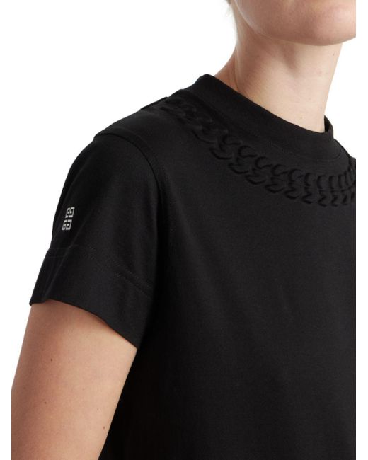 Givenchy Black Embossed Chain Collar Slim-Fit T-Shirt