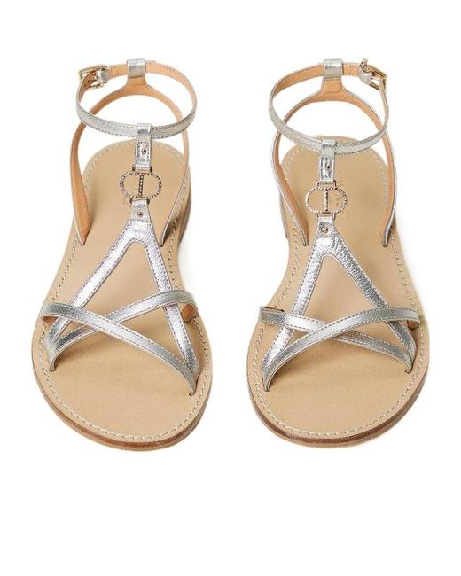 Twinset Metallic Strap Flat Sandals