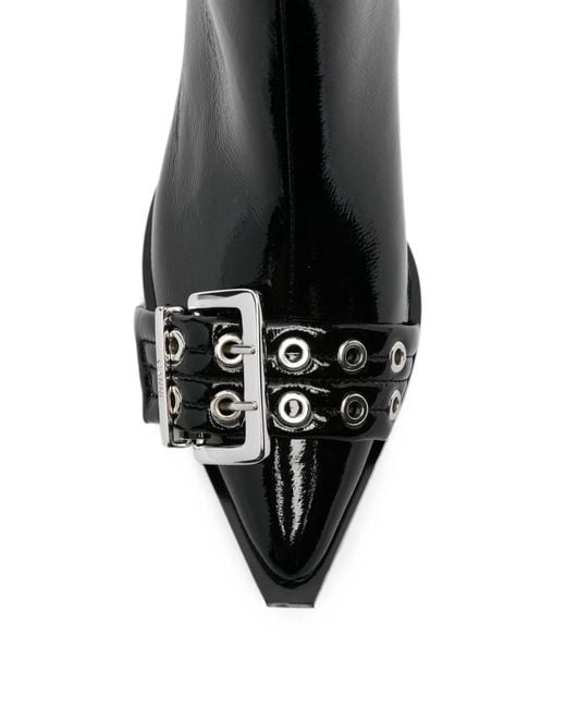Ganni Black Buckle Ankle Boots