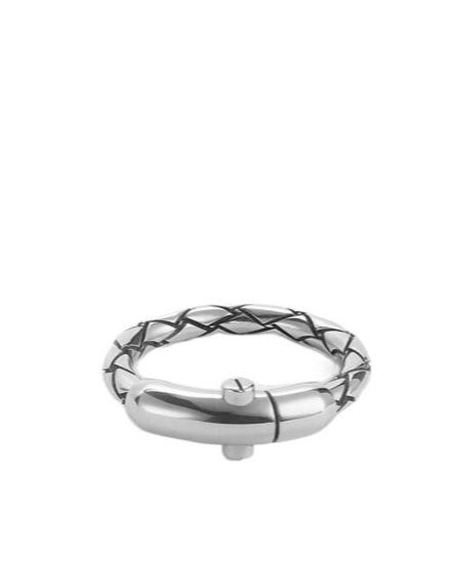 Bottega Veneta White Intreccio Ring for men